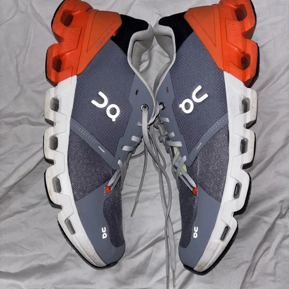 On Running Sneakers in Gray and Orange - Picture 6 of 8